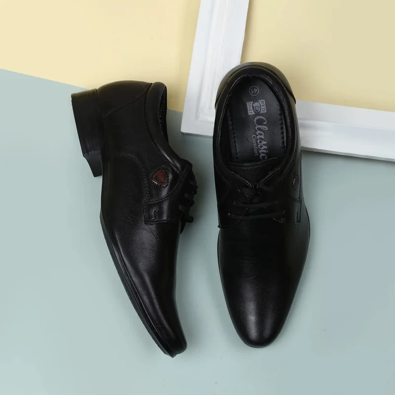 Red Chief حذاء رسمي رجالي مريح من الجلد الطبيعي | أسود